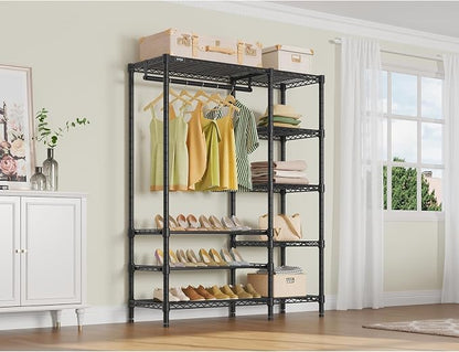 VIPEK V7S Clothes Rack Heavy Duty Max Load 720lbs, Garment Rack with 7 Tiers Adjustable Shelves Portable Closet Metal Sturdy Wardrobe Storage System for Walk-in Closet (Black)