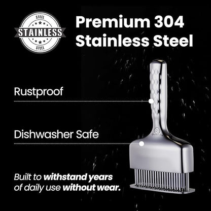 Meat Tenderizer Tool, Stainless Steel Blade Tenderizer for Meat – Extra Long Handle, Rustproof One-Piece Meat Tenderizer Mallet & Hammer, Steak Cooking Accessories, No Assembly Needed, 5-Year Warranty
