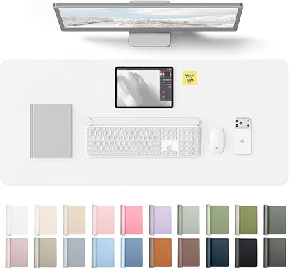 YSAGi Leather Desk Protector, Office Mat, Large Mouse Mat, Non-Slip PU Leather Blotter, Laptop Desk Mat, Waterproof Writing Pad for Office and Home(White, 42" x 17.2")