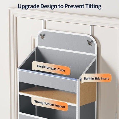 Yecaye Over Door Organizer, 60 lbs Load Capacity, Metal Hanging Storage with 6 Shelves for Toys, Bathroom, Nursery, Dorm Room, Grey,1Pc