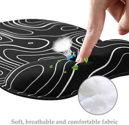 EooCoo Ergonomic Mouse Pad with Wrist Support, Mousepad with Memory Foam Wrist Rest and Non-Slip Base for Computer, Cafe, Home & Office, 9.64 x 8.26 in Office Desk Accessories