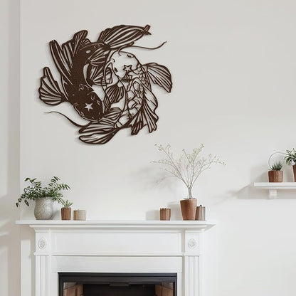 SIGNLEADER Metal Wall Art Decor Carp Minimalist Modern Abstract Wall Sculpture Hangings Home Decoration for Living Room, Bedroom, Bathroom, Kitchen, Outdoor - 24" Bronze