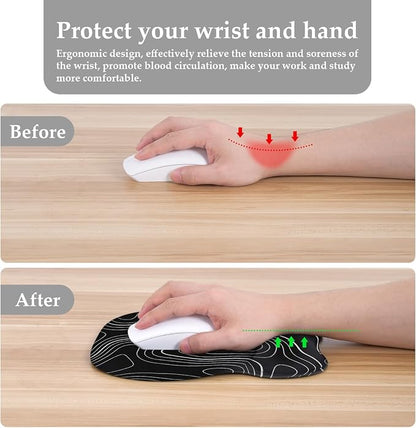 EooCoo Ergonomic Mouse Pad with Wrist Support, Mousepad with Memory Foam Wrist Rest and Non-Slip Base for Computer, Cafe, Home & Office, 9.64 x 8.26 in Office Desk Accessories