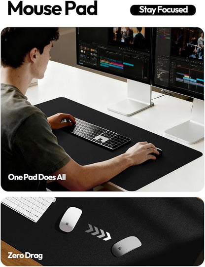 YSAGi Leather Desk Protector, Office Mat, Large Mouse Mat, Non-Slip PU Leather Blotter, Laptop Desk Mat, Waterproof Writing Pad for Office and Home(Black, 63" x 17.2")