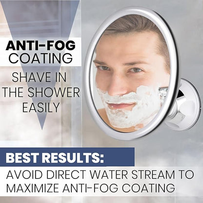 MIRRORVANA Anti Fog Mirror for Shower - Fogless, Shatterproof Shaving Mirror with 360° Swivel and Adjustable Suction Cup - 6.7" x 6.7" Round (Classic Chrome)