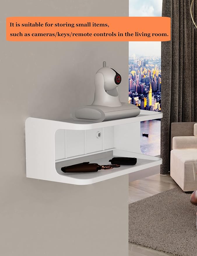 Bedside Shelf Accessories Organizer for Bedroom Bedside Wall Organizer Universal Bedside Shelf Wall Mount for Glasses/Remote/Earphone/Cell Phone and More (White)