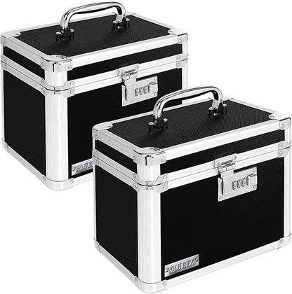 Vaultz Combination Lock Box - Pack of 2-10 x 7.25 x 7.75 Inch Standard Safe with Key and Combo Lock for Important Documents, Medicine & Money - BLACK