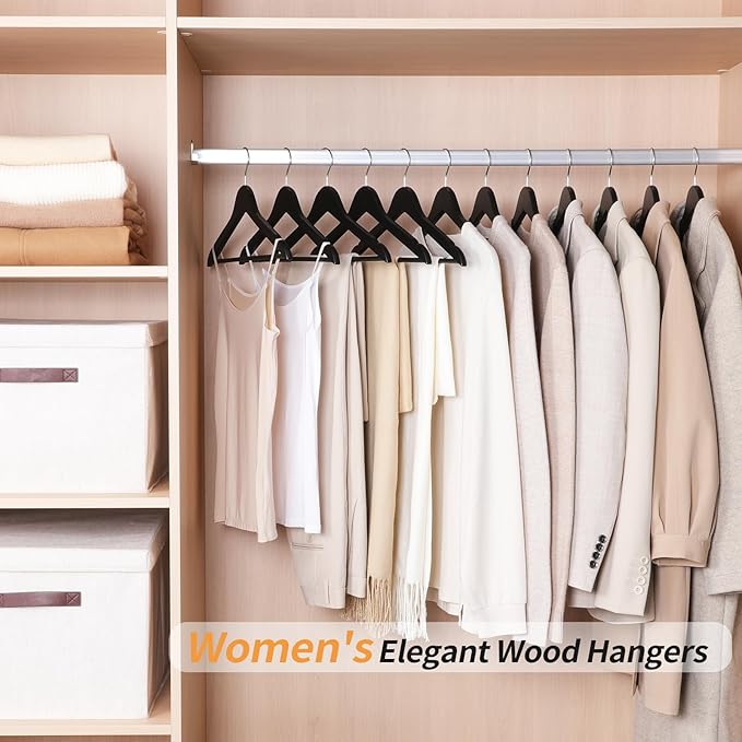 Amazon Basics Wood Suit Clothes Hangers, 30-Pack, Black