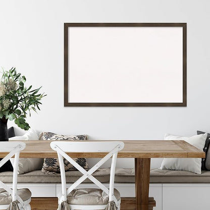Amanti Art White Cork Board for Wall, 26x38 Vision Board with Brown Wood Frame, Large Corkboard Office Decor for Home Organization, Casual Corkboard Pinboard to display items for home organization