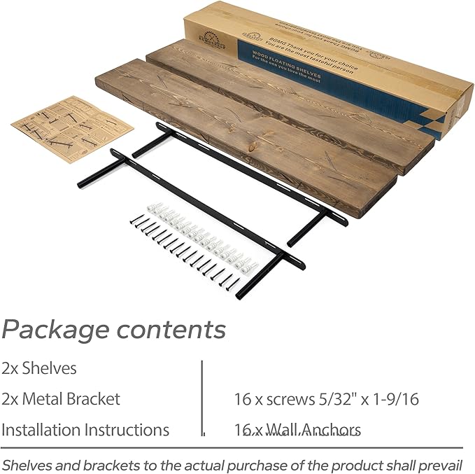 BGMG Floating Shelves 36 inch Long, Distressed,Wide Rustic Wooden Wall Shelves for Bathroom Living Room Bedroom Kitchen Farmhouse Set of 2-36x6.7x1.25 inch-Distressed Walnut