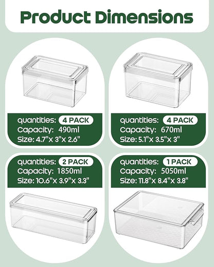 11 Pack Refrigerator Organizers and Storage, Stackable Fridge Organizer Bins, BPA-Free Clear Plastic Fruit Storage Containers for Fridge, Kitchen, Fruits, Drinks, Produce, Vegetable