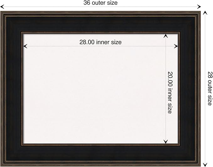 Amanti Art White Cork Board for Wall, 28x36 Vision Board with Brown Wood Frame, Medium Corkboard Office Decor for Home Organization, Casual Corkboard Pinboard to display items for home organization