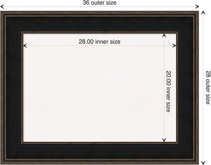 Amanti Art White Cork Board for Wall, 28x36 Vision Board with Brown Wood Frame, Medium Corkboard Office Decor for Home Organization, Casual Corkboard Pinboard to display items for home organization
