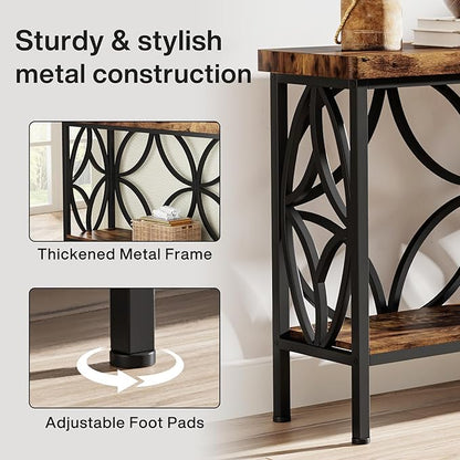 Tribesigns 70.9-Inch Narrow Sofa Table, Industrial Long Sofa Table Behind Couch, Entry Console Table with Storage for Entryway, Living Room, Foyer, Unique Design, Rustic Brown | Narrow, Industrial, Long, Entry Console Table, with Storage