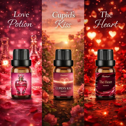 Premium Fragrance Oil Set for a Date Night 6x10ml-Red Rose,Chocolate Truffle,Sweet Love,Love Potion,Cupid's Kiss,The Heart-for Diffusers,Candle&Soap Making,&Aromatherapy