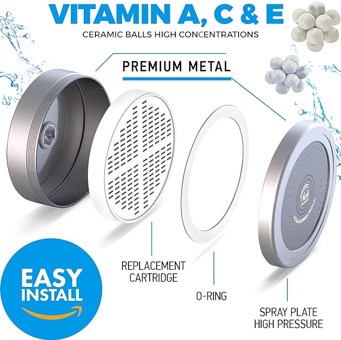 Filtered Handheld Shower Head & 20 Stage Shower Filter - Standard - Chrome