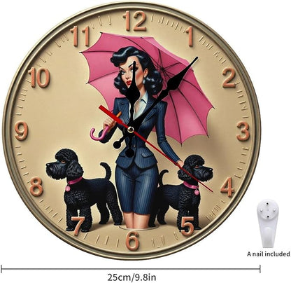 Wall Clock, Vintage Fashion Non Ticking Wall Clocks Battery Operated, Beige Wooden Wall Clocks for Living Room, Kitchen, and Office Decorative 10 Inch