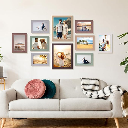 Funtopia Picture Frames, 10 Pack Picture Frames Collage Wall Decor, Gallery Wall Frame Set for Wall or Tabletop Display, Multi-size with 8x10, 5x7, 4x6 Family Photo Frames