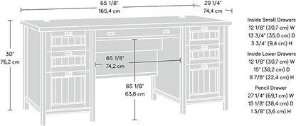 Sauder Costa Office Desk with Drawers, Executive Desk with File Drawer Storage, in Chalked Chestnut