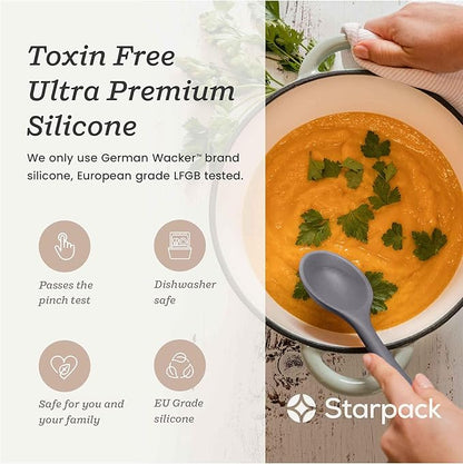 Starpack 'Mix it Up' Premium Silicone Cooking Spoons - Silicone Mixing Spoons for Baking Heat Resistant 600°F - Kitchen Spoons for Nonstick Cookware - LFGB Grade Serving Spoons - Rubber Stirring Spoon