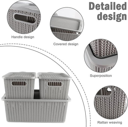 Onion and Potato Storage Bins,Stackable Plastic Pantry Bins with Lids,BPA-Free,Potatos and Onions Storage Baskets for Kitchen (Gray-3 Pack)