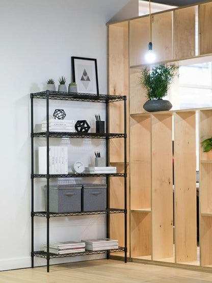 hiLISS Black 5-Tier Metal Adjustable Freestanding Garage Storage Wire Shelving Unit (36 in. W x 72 in. H x 14in. D)