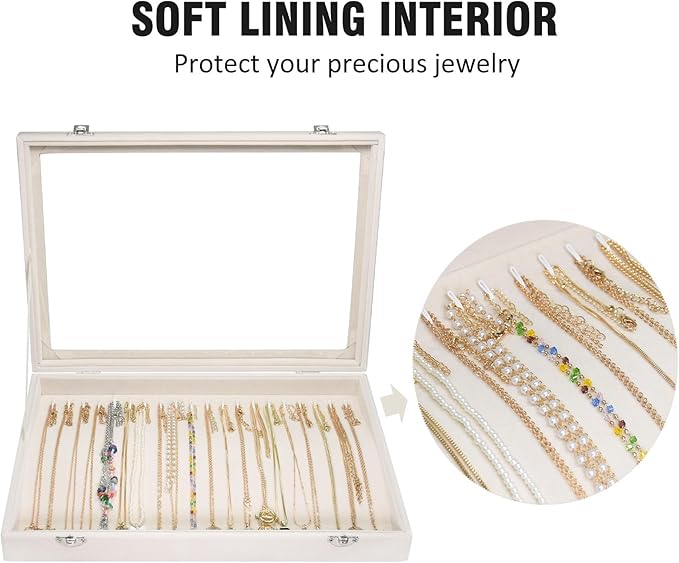 Vicoter Velvet Necklace Display Jewelry Tray 20 Hook Necklace Tray Necklace Pendant Jewelry Tray for Women and Girls