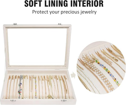 Vicoter Velvet Necklace Display Jewelry Tray 20 Hook Necklace Tray Necklace Pendant Jewelry Tray for Women and Girls