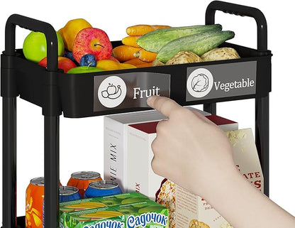 Laiensia Multifunction Utility Rolling Cart, 5-Tier Plastic & Metal Storage Organizer, Black, Lockable Wheels, Modern Style, Indoor Use