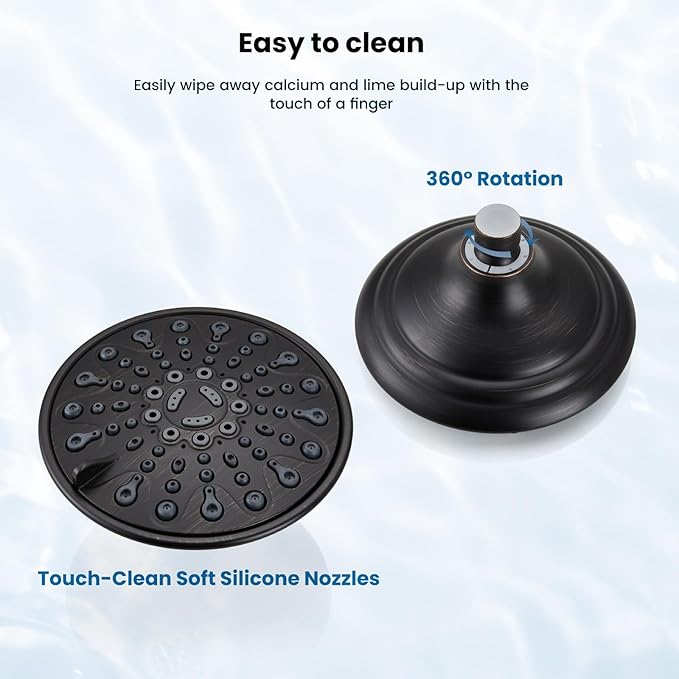 gotonovo Shower Faucet Set Bathroom Shower Head and Handle Set Complete 6 Settings 6 inch Rainfall Shower Head Kit High Pressure Shower System Combo Shower Trim Kit with Valve Oil Rubbed Bronze
