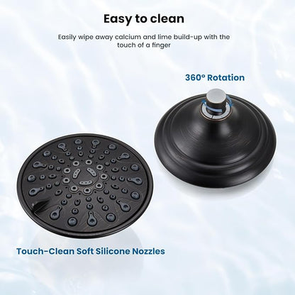 gotonovo Shower Faucet Set Bathroom Shower Head and Handle Set Complete 6 Settings 6 inch Rainfall Shower Head Kit High Pressure Shower System Combo Shower Trim Kit with Valve Oil Rubbed Bronze