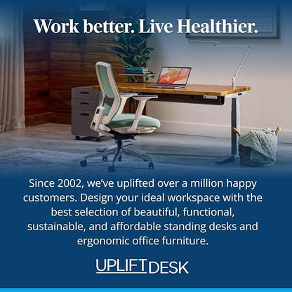 UPLIFTDESK V3 2-Leg Maple Laminate Wood Standing Desk – Adjustable Height, Advanced 1-Touch Memory Keypad, Under Desk Cable Management, Wire Grommets & Rocker Board (Black C-Frame, 80 x 30 inch)