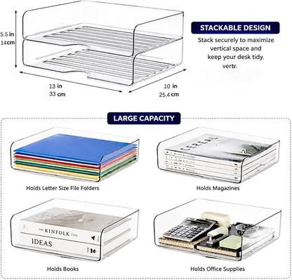 DCA Large Capacity Desk Organizer, 2 Tier Paper Organizer, Letter Tray File Organizer for Desk, Stackable Paper Tray for Office, Home and School