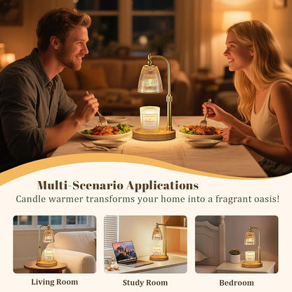 Hong-in Amber Candle Warmer Lamp with Timer Dimmable,Birthday Gifts for Women Sister,House Warming Gifts New Home,Adjustable Height Wax Melt Warmer for Jar Candles,Ideal for Office,Bedroom Home Decor