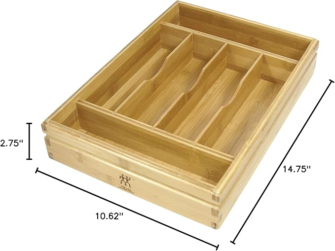 ZWILLING Bamboo Flatware Storage Tray, Kitchen Drawer Organizer for Utensils and Cutlery, Eco-Friendly Bamboo Design