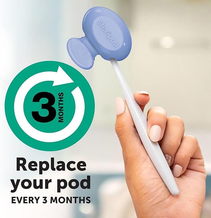 Steripod Clip-On Toothbrush Protector, Keeps Toothbrush Fresh and Clean, Fits Most Manual and Electric Toothbrushes, Blue, Green, Clear, 4 Count