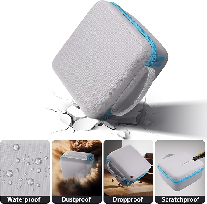Label Printer Case Compatible with Brother P-Touch PT-N10 Personal Handheld Label Maker(Gray Case,Blue Zipper)