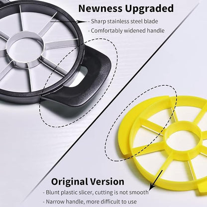 Newness Pineapple Corer and Slicer Tool, Robust Pineapple Core Remover with Upgraded Cutter & Reinforced Thicker Blade, Stainless Steel Kitchen Fruit Gadget for Diced Pineapple Rings (Black)