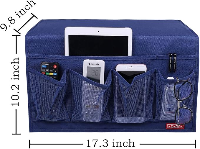 Zafit 6 Pockets Bedside Storage Organizer, Table cabinet Storage Organizer Bedside Organizer Caddy for Remotes Phone Glasses (6 Pockets-Blue)
