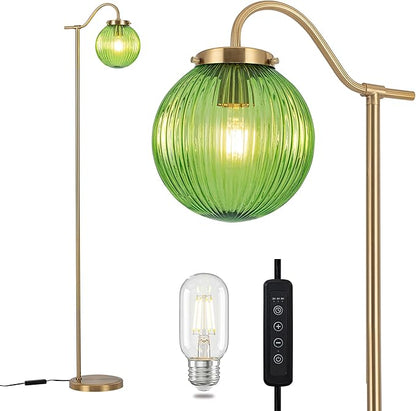 MAYNA Bedroom Floor Lamp, Modern Green Shade, 67" Tall, Suitable for Bedroom, Study, Office (Includes 2700K Bulb) (Gold and Green)