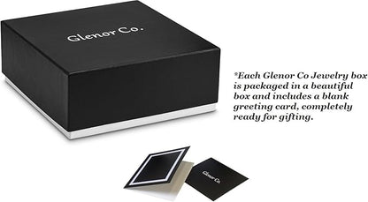 Glenor Co Earring Organizer Holder - 75 Small & 4 Large Slots Classic Jewelry Box with Drawer & Modern Closure, Mirror, 4 Trays Earrings, Ring or Chain Storage - PU Leather Case - Black