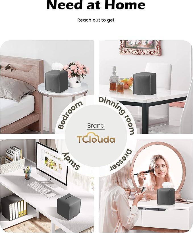 Tclouda Tissue Box Cover for PU Leather, Modern Simple Solid Color Holder Square Tissue Bag, Ideal for Bathrooms,Office,Car,Nightstand,Outdoor Tent,Dining Table,5"X5"X5", Single Charcal