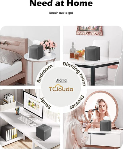 Tclouda Tissue Box Cover for PU Leather, Modern Simple Solid Color Holder Square Tissue Bag, Ideal for Bathrooms,Office,Car,Nightstand,Outdoor Tent,Dining Table,5"X5"X5", Single Charcal