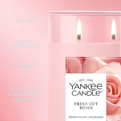 Yankee Candle Large Tumbler Scented Candle with up to 80 Hour Burn Time, Premium Plant Wax Blend for Consistent Burn, 20 oz Tumbler Candle with Room Filling Fragrance, Fresh Cut Roses