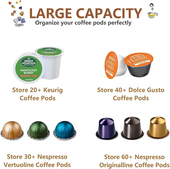 homicozy Coffee Pod Holder with Bamboo Lid, Large Capacity 80-Ounce Clear Countertop Storage for Coffee Capsules, K Cup Organizer for Keurig/Nespresso, coffee filter holder, Coffee Bar Accessories