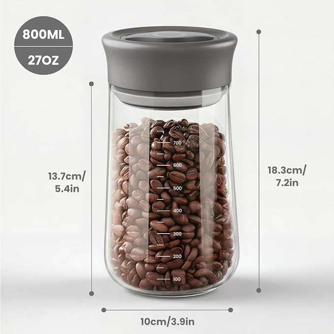 Overnight Oats Containers with Lids, 2 Pack 27oz Glass Jars with Airtight Lids, Wide Mouth Mason Jars, Food Coffee Bean Storage Containers for Yogurt, Chia Pudding, Snack, Salad(Yellow+Beige)