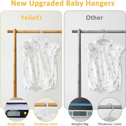 50 Pack Baby Clothes Hangers with 16 Clips, 11-15 inch Adjustable Kid Hanger, Multifunctional Children Hanger for Girl Boy Toddler Kids Child(White)