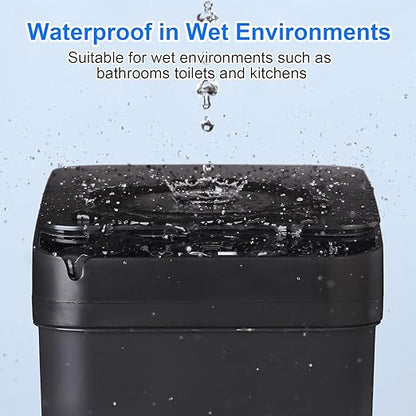 Anborry Bathroom Automatic Trash Can 2 Pack 2.2 Gallon Touchless Motion Sensor Small Slim Garbage Can with Lid Smart Electric Narrow Garbage Bin for Bedroom Office Kitchen (Black)
