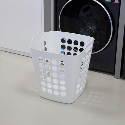 Flexible Plastic Laundry Basket - Square Storage Hamper with Side Handles for Easy Carrying - Versatile Organizer for Laundry, and Household Storage, White 50 Litter