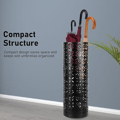 Round Umbrella Organizer Bin, Freestanding Metal Umbrella Holder Umbrella Stand Rack for Entryway, Canes Walking Sticks Holder Rain Collection for Home, Office (M 100x70cm / 39.37x27.56in)